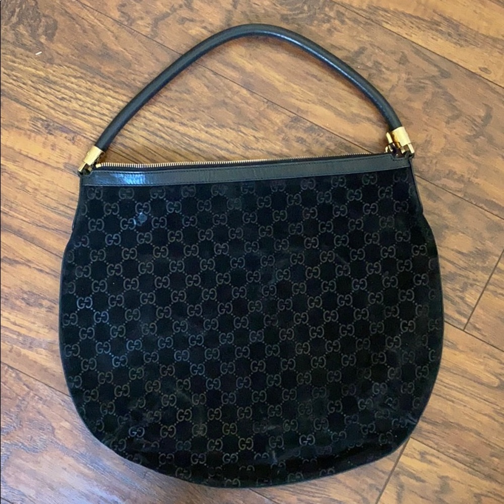 Gucci suede leather shoulder bag